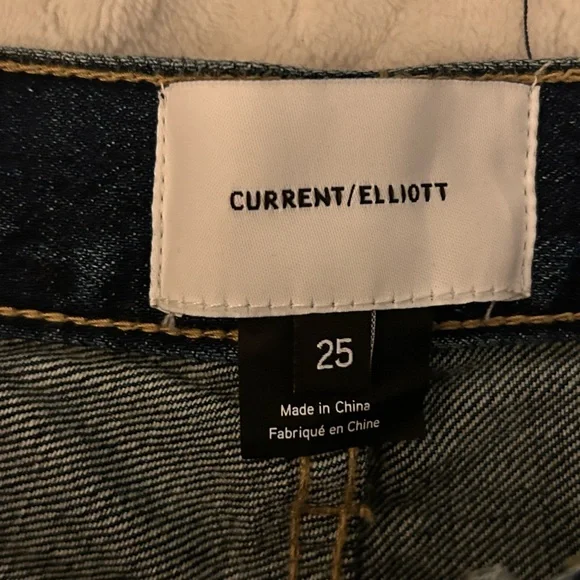 Current/Elliot Women’s Exposed Button Fly Vintage Ankle Raw Hem Jeans Size 25 Ankle & Cropped